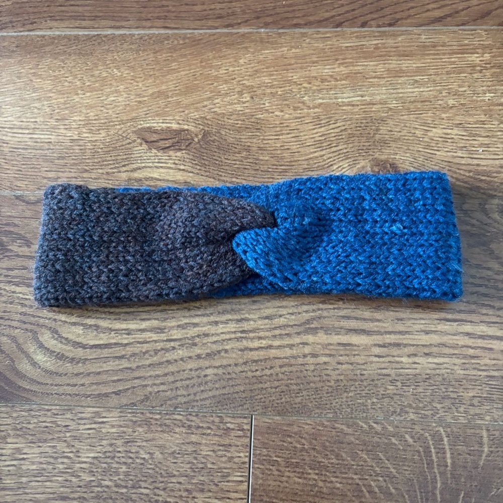 Studio 120 handmade blue and brown Knitted twisted Headband